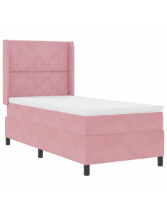 Letto a molle con strisce LED Rosa 100 x 200 cm Velluto 2