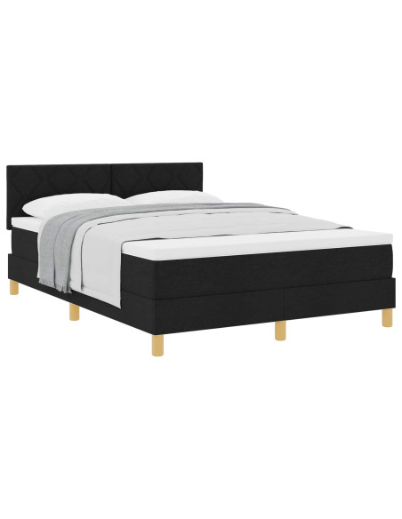 Letto a molle con cuscino Nero 140 x 190 cm Tessuto