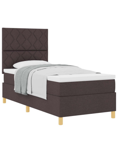 Letto a molle con testiera Marrone Scuro 90 x 190 cm Tessuto