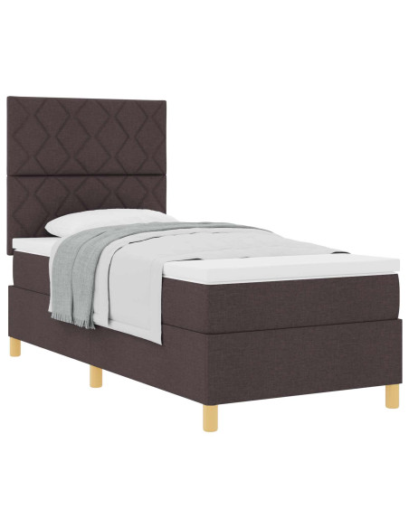 Letto a molle con testiera Marrone Scuro 90 x 190 cm Tessuto