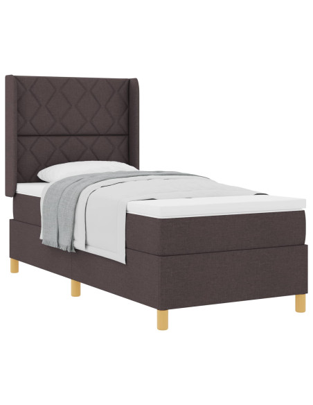 Letto a molle con testiera Marrone Scuro 90 x 190 cm Tessuto