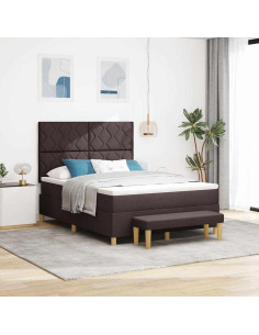 Letto a molle con testiera Marrone scuro 200 x 160 cm Tessuto