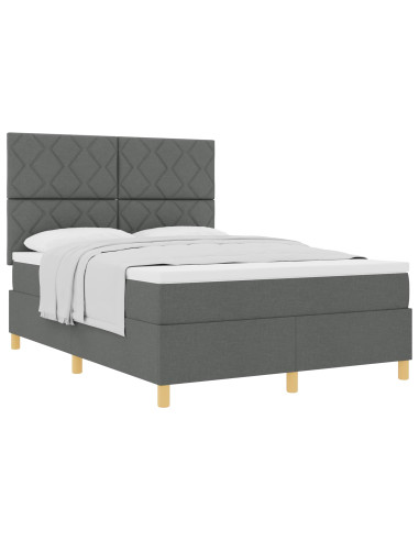 Letto a molle con testiera Grigio scuro 140 x 190 cm Tessuto
