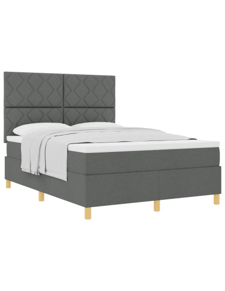 Letto a molle con testiera Grigio scuro 140 x 190 cm Tessuto