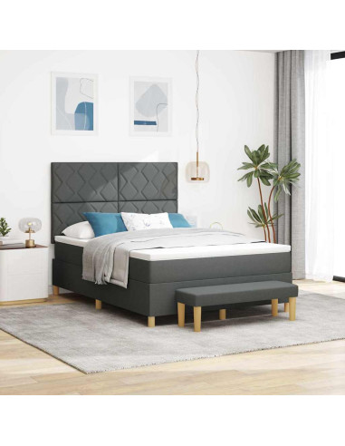 Letto a molle con testiera Grigio scuro 190 x 140 cm Tessuto