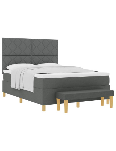 Letto a molle con testiera Grigio scuro 190 x 140 cm Tessuto