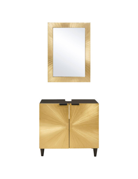 Set di Armadi da Bagno 2 pz Nero e Ottone 62 x 33 x 58 cm