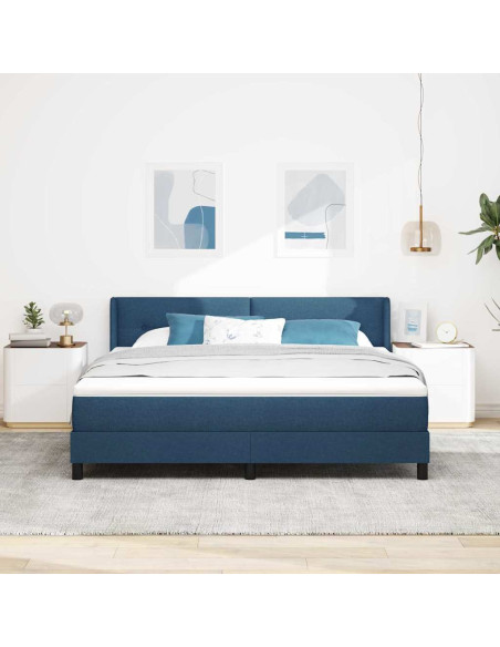 Letto a molle con testiera Blu 200 x 180 cm Tessuto