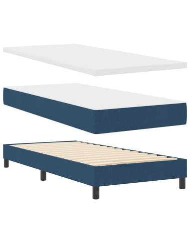 Letto a molle con testiera Blu 200 x 180 cm Tessuto