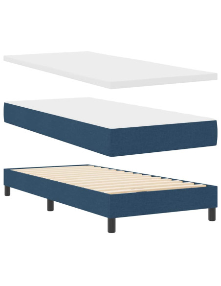 Letto a molle con testiera Blu 200 x 180 cm Tessuto