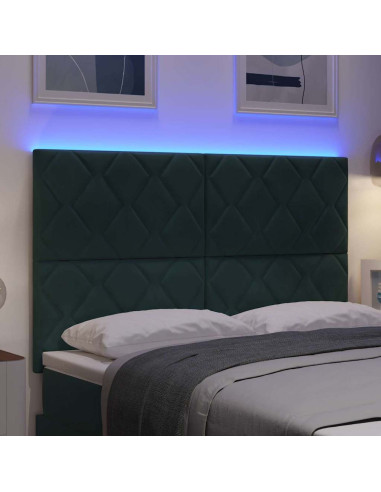 Testiera LED Verde Scuro 160 cm Velluto