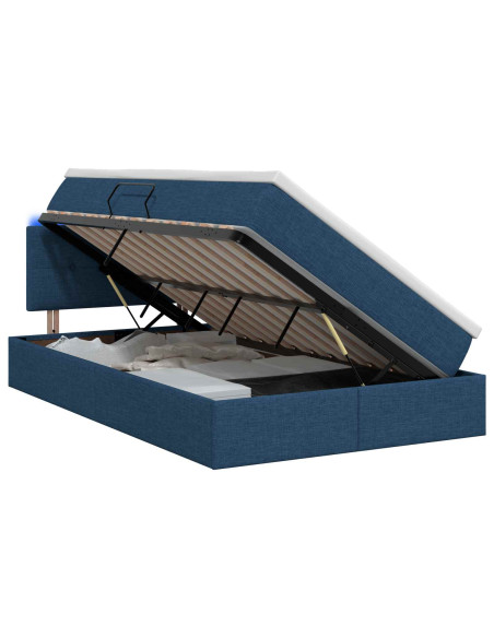 Letto con contenitore LED e materasso Blu 120 x 190 cm Tessuto