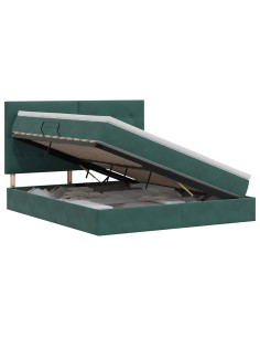 Letto con contenitore e materasso Verde Scuro 160 x 200 cm