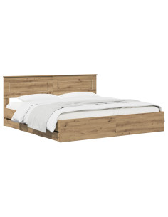 Bed Frame with Storage and Headboard Artisan Oak 180 x 200 cm