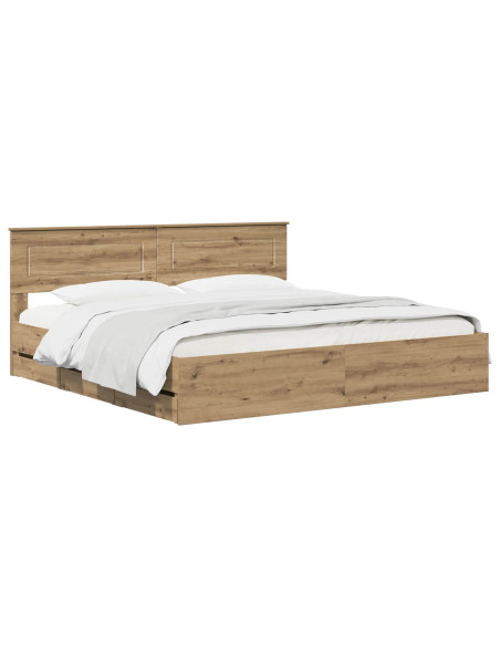 Bed Frame with Storage and Headboard Artisan Oak 180 x 200 cm