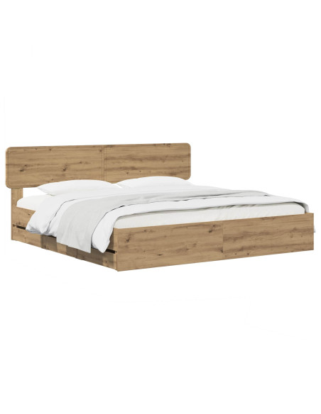 Bed Frame with Storage and Headboard Artisan Oak 180 x 200 cm