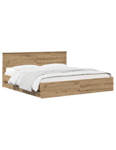 Bed Frame with Storage and Headboard Artisan Oak 180 x 200 cm