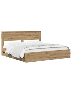 Bed Frame with Storage and Headboard Artisan Oak 180 x 200 cm
