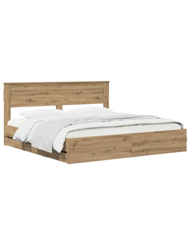 Bed Frame with Storage and Headboard Artisan Oak 180 x 200 cm