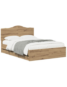 Bed Frame with Storage and Headboard Artisan Oak 160 x 200 cm