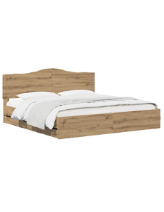 Bed Frame with Storage and Headboard Artisan Oak 180 x 200 cm