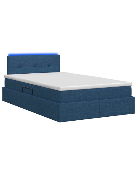 Letto con contenitore LED e materasso Blu 120 x 190 cm Tessuto