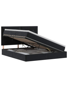 Letto con contenitore e materasso Nero 160 x 200 cm Velluto 2