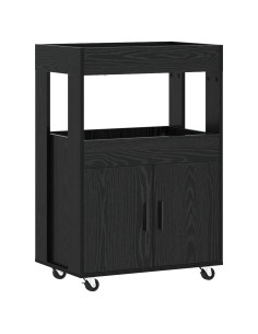 Carrello da Bar Rovere Nero 60 x 39.5 x 89 cm 2