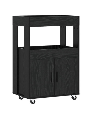 Carrello da Bar Rovere Nero 60 x 39.5 x 89 cm