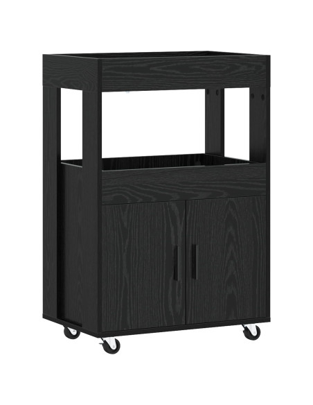 Carrello da Bar Rovere Nero 60 x 39.5 x 89 cm