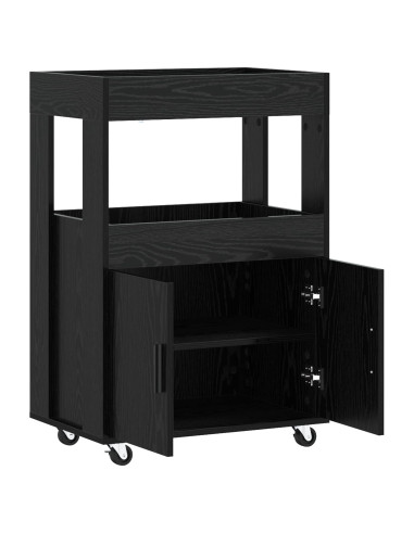 Carrello da Bar Rovere Nero 60 x 39.5 x 89 cm