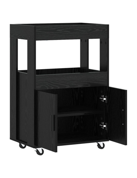 Carrello da Bar Rovere Nero 60 x 39.5 x 89 cm