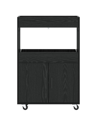Carrello da Bar Rovere Nero 60 x 39.5 x 89 cm