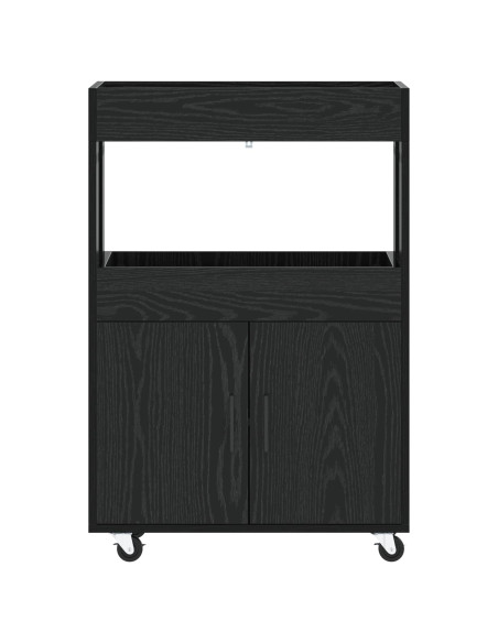 Carrello da Bar Rovere Nero 60 x 39.5 x 89 cm