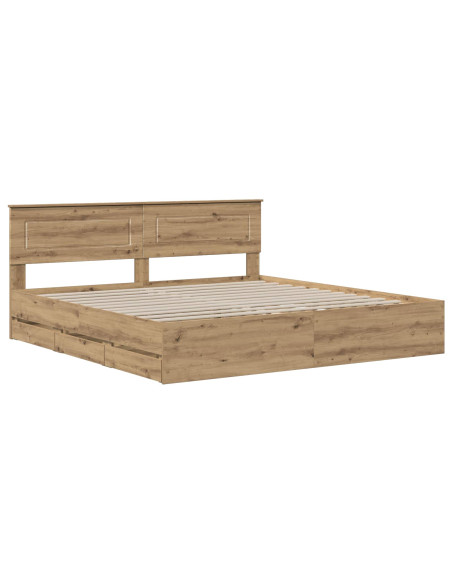 Bed Frame with Storage and Headboard Artisan Oak 180 x 200 cm