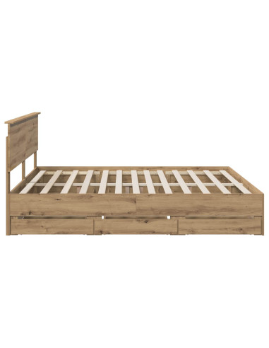 Bed Frame with Storage and Headboard Artisan Oak 180 x 200 cm