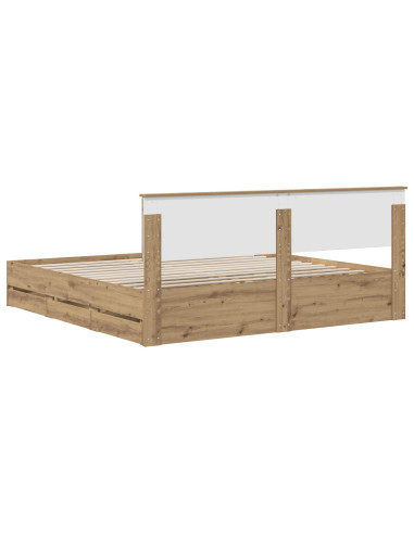 Bed Frame with Storage and Headboard Artisan Oak 180 x 200 cm