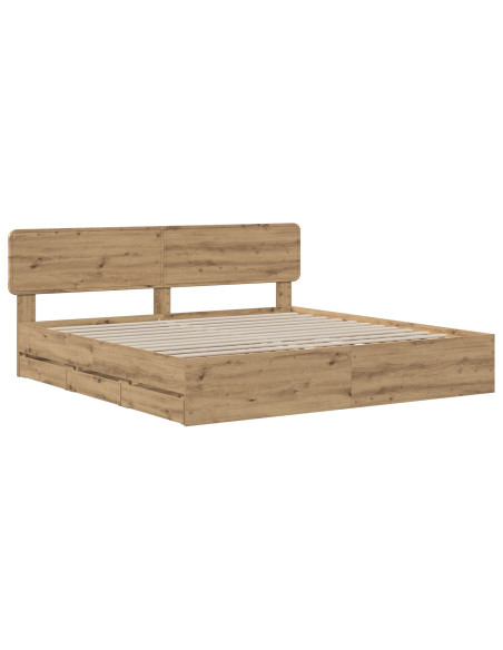 Bed Frame with Storage and Headboard Artisan Oak 180 x 200 cm
