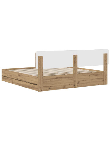 Bed Frame with Storage and Headboard Artisan Oak 180 x 200 cm