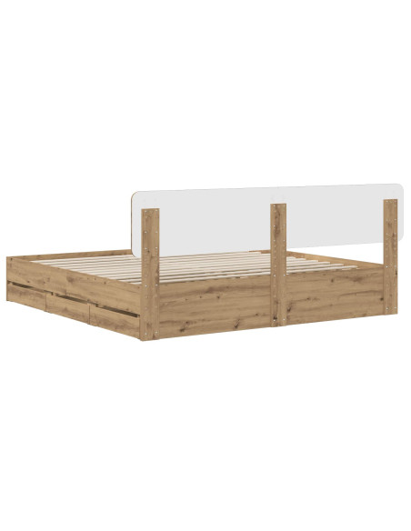 Bed Frame with Storage and Headboard Artisan Oak 180 x 200 cm