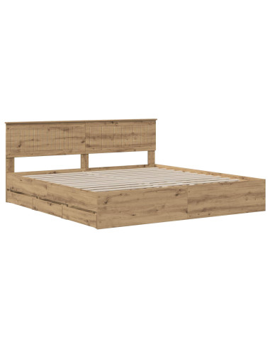 Bed Frame with Storage and Headboard Artisan Oak 180 x 200 cm