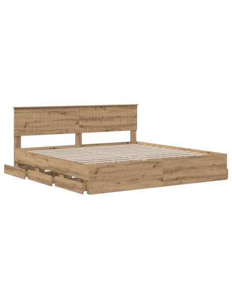 Bed Frame with Storage and Headboard Artisan Oak 180 x 200 cm