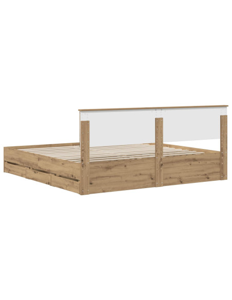 Bed Frame with Storage and Headboard Artisan Oak 180 x 200 cm