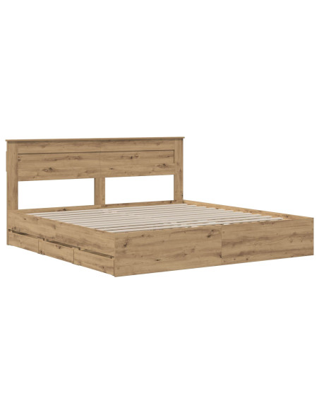 Bed Frame with Storage and Headboard Artisan Oak 180 x 200 cm