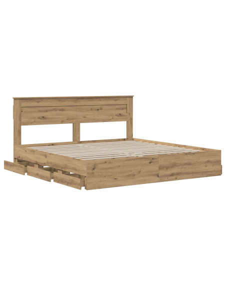 Bed Frame with Storage and Headboard Artisan Oak 180 x 200 cm