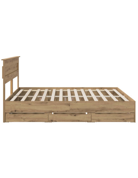 Bed Frame with Storage and Headboard Artisan Oak 180 x 200 cm