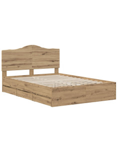 Bed Frame with Storage and Headboard Artisan Oak 160 x 200 cm 2