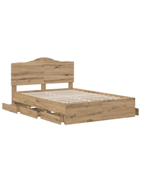 Bed Frame with Storage and Headboard Artisan Oak 160 x 200 cm