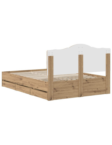 Bed Frame with Storage and Headboard Artisan Oak 160 x 200 cm