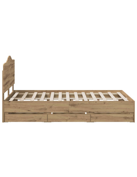 Bed Frame with Storage and Headboard Artisan Oak 140 x 190 cm